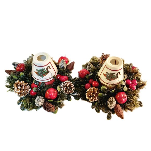 Duck/goose Candles - Set of 2 - Red Bow- Vintage - Etsy Vintage RARE Christmas Goose w/Holy&Bow Porcelain Shaded Votive Candle Set of 2